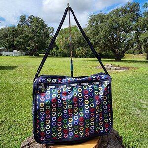 LeSportSac "Go‎ Go Navy" Deluxe Everyday Bag Messenger Crossbody Bag Hearts